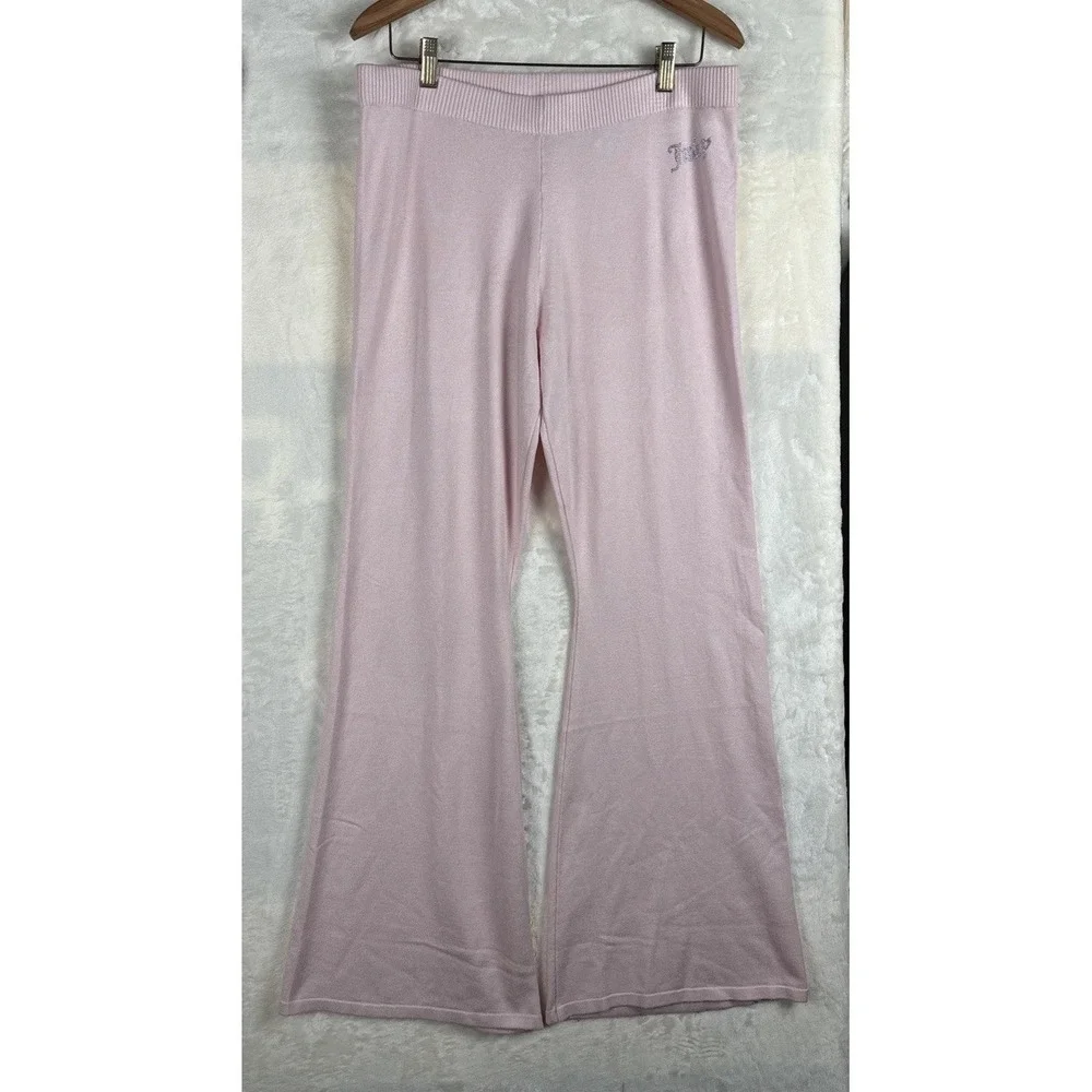 Juicy Couture Pink Knit Sweater Hoodie & Pants Set‎ Outfit Sz XL Lounge Y2k 90's